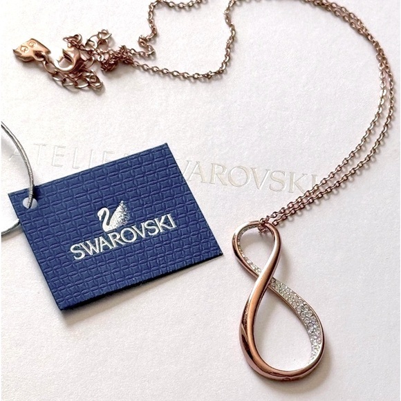 ✨ Stunning Elegant Vintage Swarovski Rose Infinity Exist Necklace - Picture 1 of 16